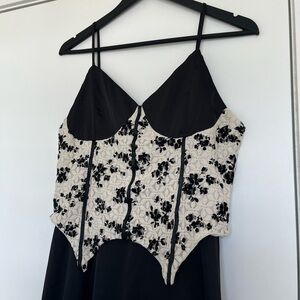 Satin lace detailing midi dress